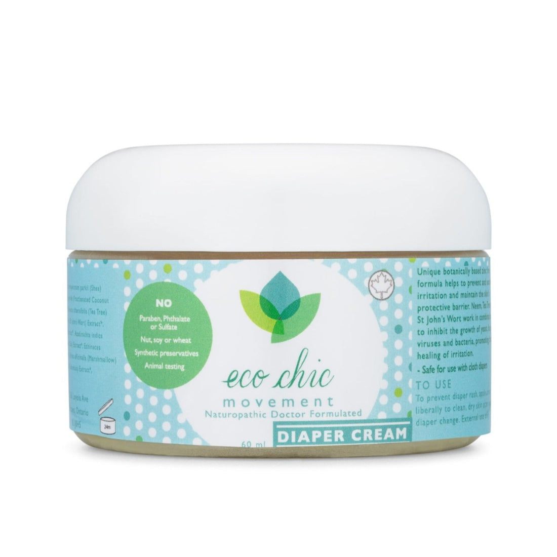 A tub of handmade zinc-free, natural diaper rash cream that is also cloth diaper diaper cream for irritation