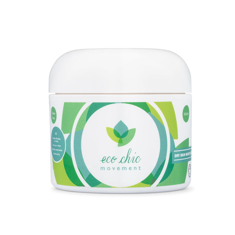 A tub of natural face moisturizer for Dry Skin from Eco Chic Movement, maker of Non-Toxic skincare